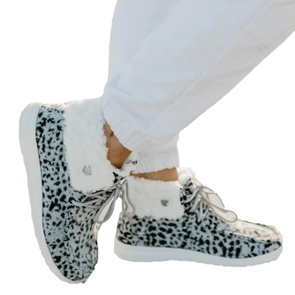 Dragon Ball Tennis Shoes Gypsy Jazz Ladies Odion Grey Leopard Sherpa Casual Shoes GJSP0108-967