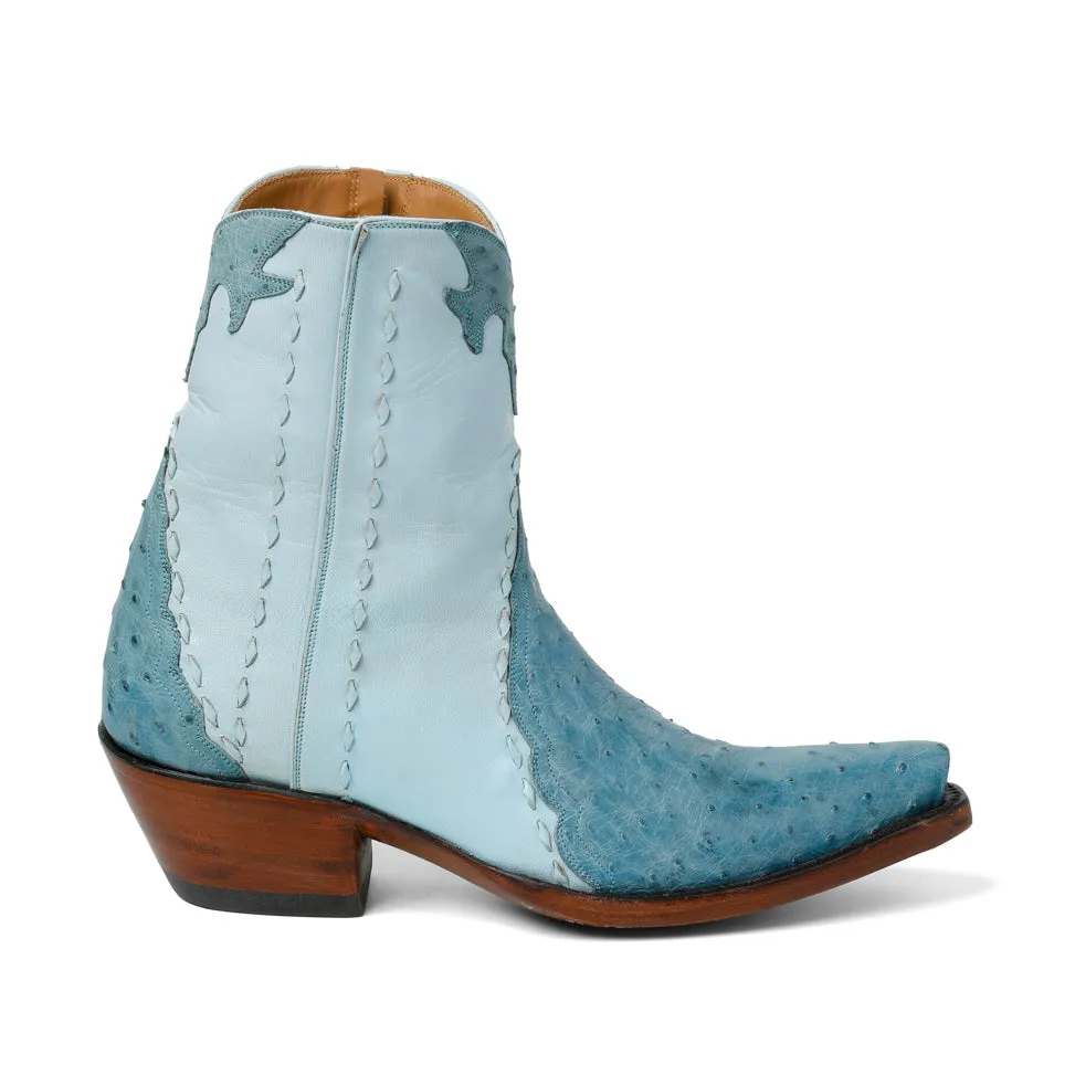 Sweater Knit Ankle Boots Ostrich Ankle Zipper - Sky Blue