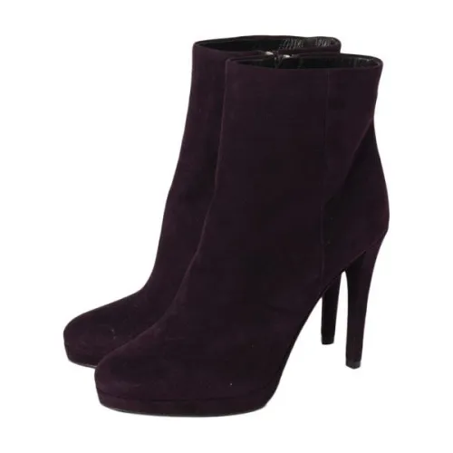 Prada Burgundy Suede Ankle Boots Chelsea Dress Boots