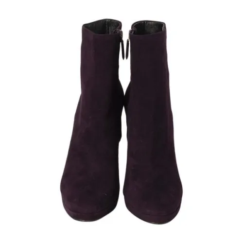 Tall Hiking Boots Prada Burgundy Suede Ankle Boots