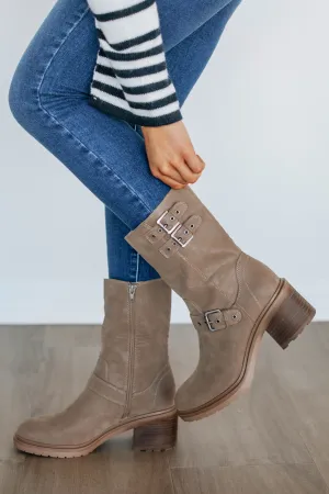 Cool On Command Boots - Dark Taupe Slip On Dress Boots