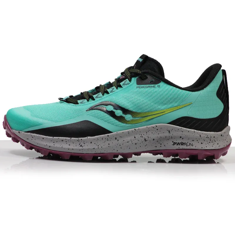 Designer Running Shoes Saucony Peregrine 12 Women's Trail Shoe - Cool Mint/Acid