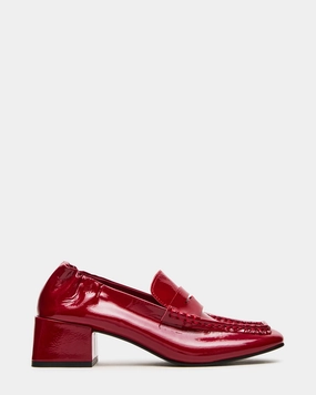 ESTEE RED CRINKLE PATENT Python Loafers