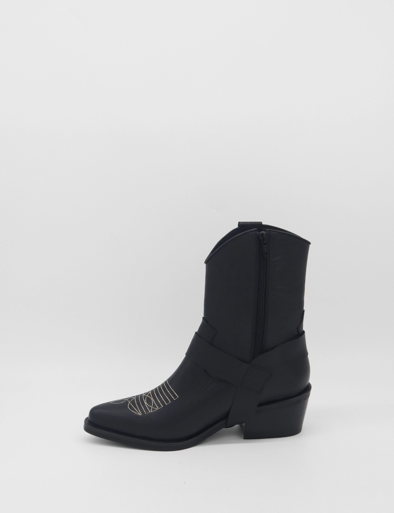 Extended Calf Boots Juniper western cowboy boots in black leather womens shoes