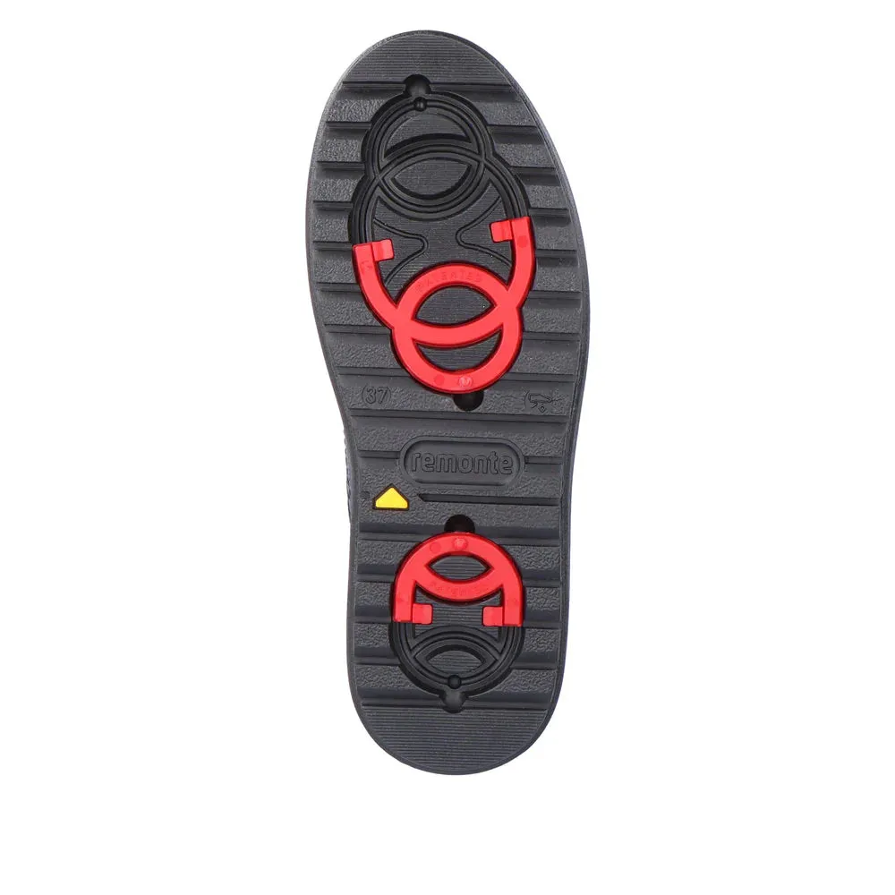 D0U71-01 Black Mid RTex Lace/Side Zip Boots With Dress Slacks