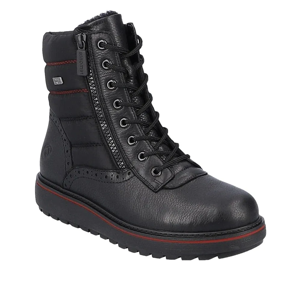 D0U71-01 Black Mid RTex Lace/Side Zip Cowboy Boots In Wide Sizes