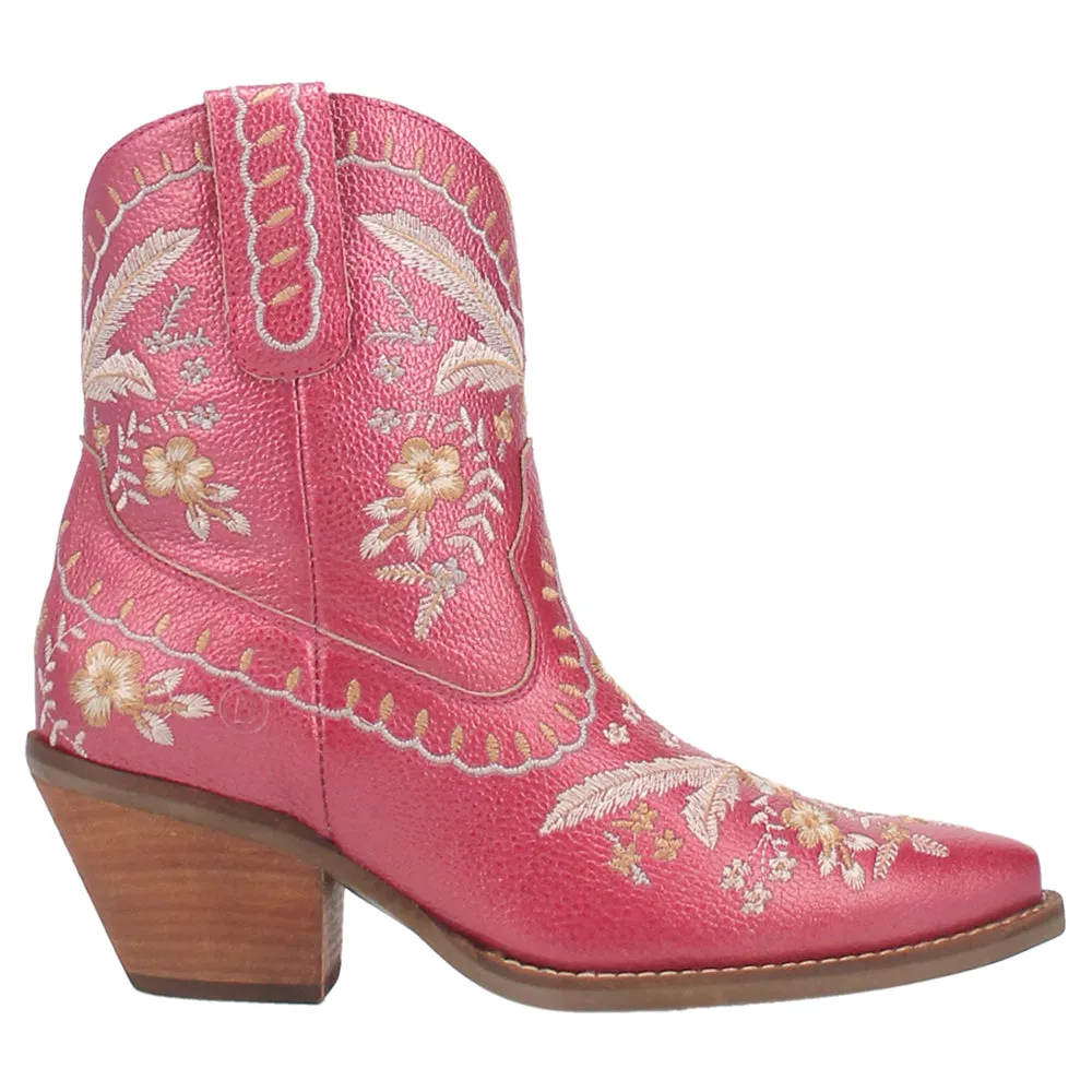 Primrose Floral Embroidered Metallic Snip Toe Cowboy Booties Earth Origins Boots