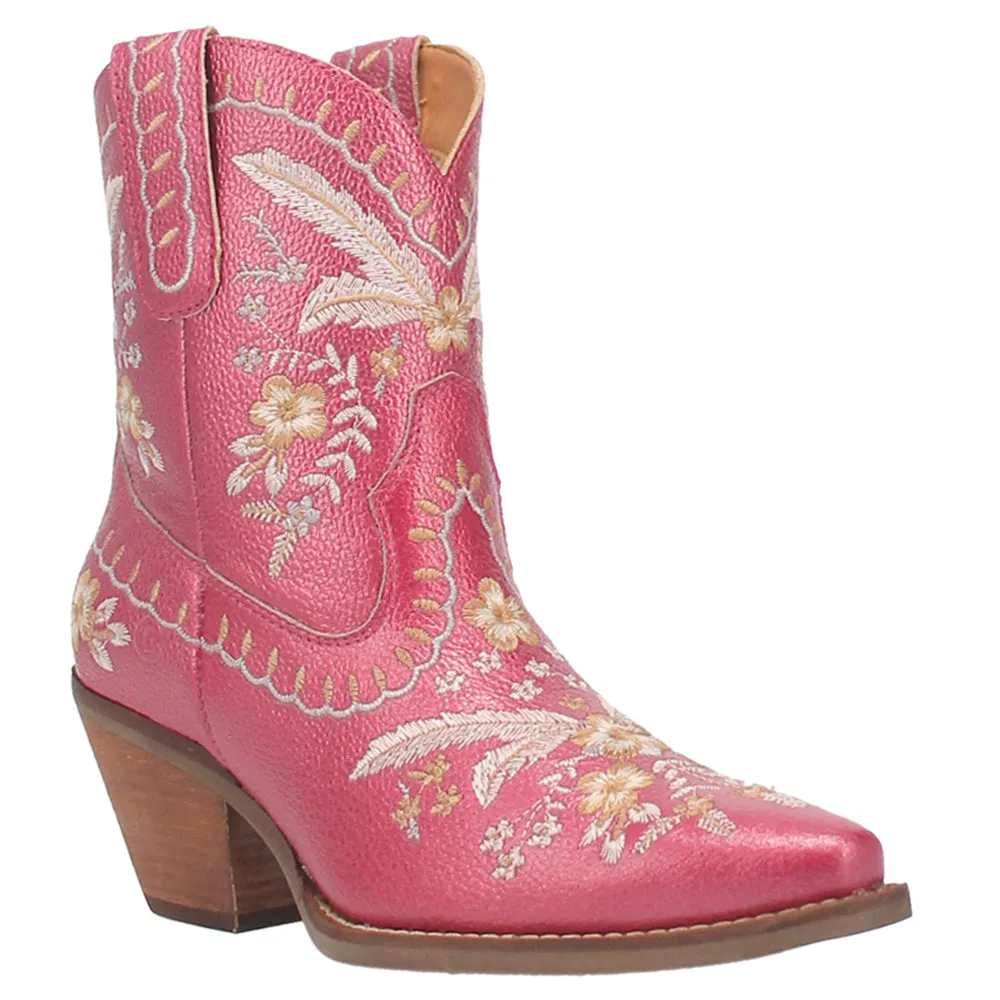 Primordial Boots Primrose Floral Embroidered Metallic Snip Toe Cowboy Booties