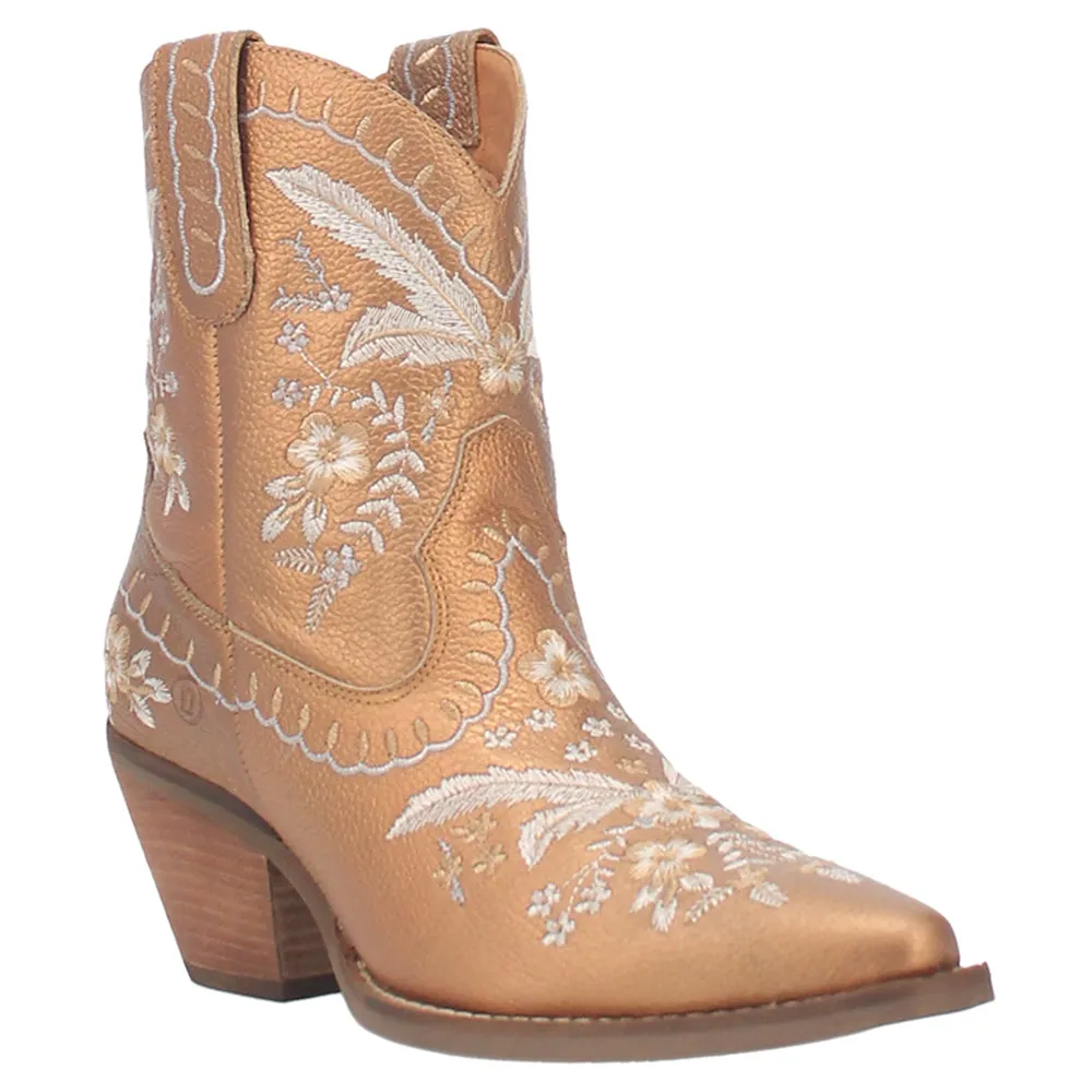 Warm Boots Winter Primrose Floral Embroidered Metallic Snip Toe Cowboy Booties