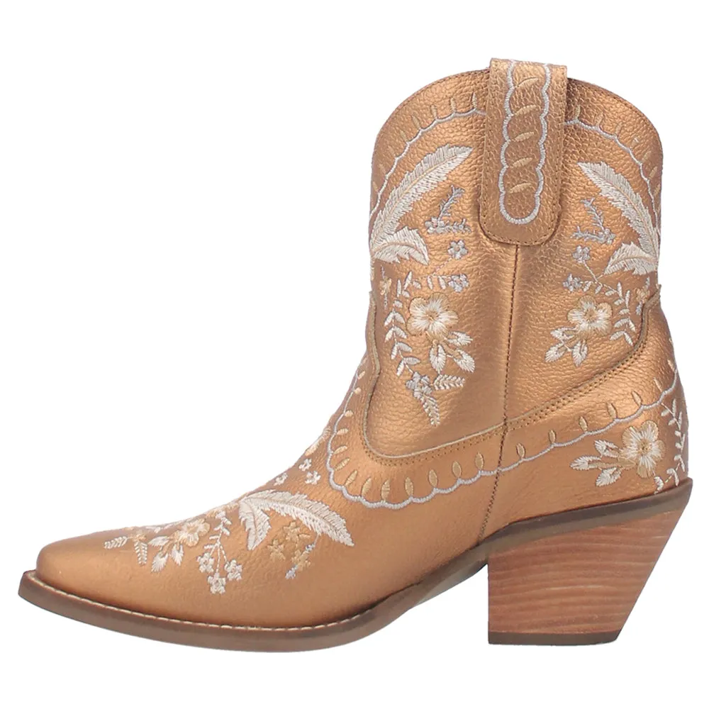 Heeled Platform Boots Primrose Floral Embroidered Metallic Snip Toe Cowboy Booties