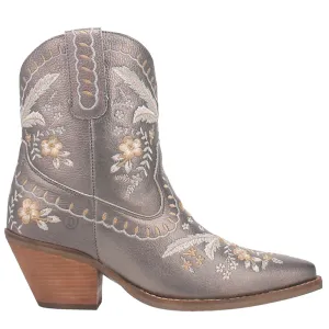 Primrose Floral Embroidered Metallic Snip Toe Cowboy Booties Kiltie Boots