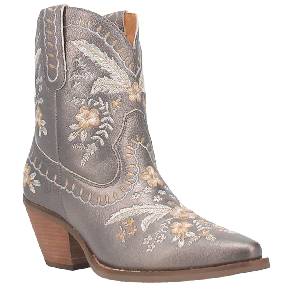 Primrose Floral Embroidered Metallic Snip Toe Cowboy Booties Paloma Wool Boots