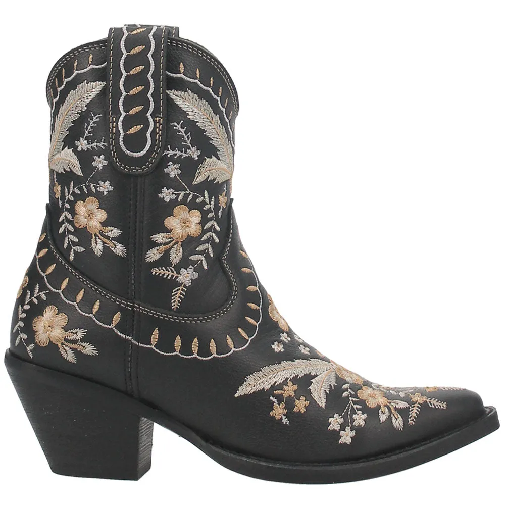 Knee High Fur Boots Primrose Floral Embroidered Snip Toe Cowboy Booties