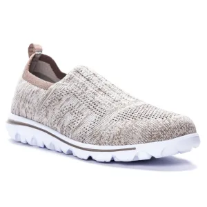 Slip On Woven Shoes Propet TravelActiv Stretch Taupe Slip-On (Women's)