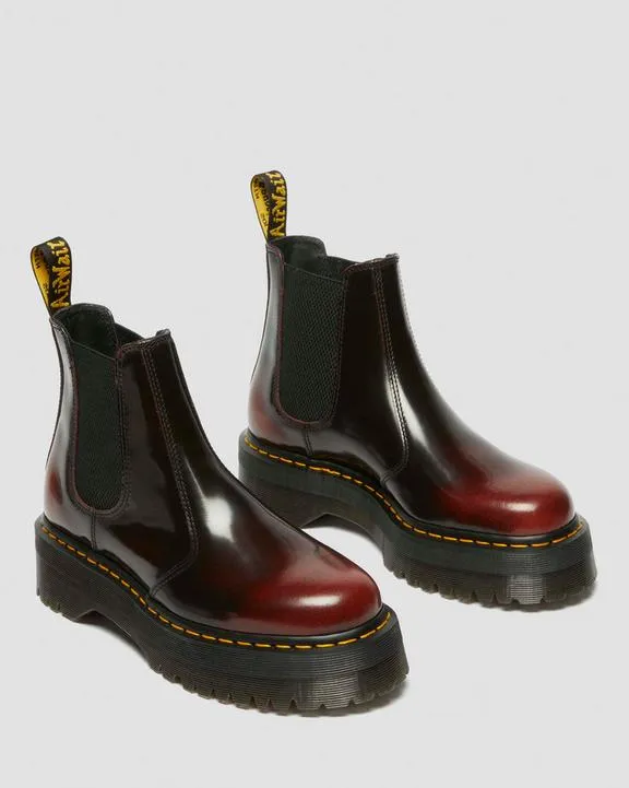 Dr. Martens Arcadia Leather Platform Chelsea Boots Cherry Red Arcadia - Womens Fashionable Snow Boots