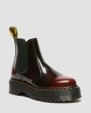 Frye Campus Boots Dr. Martens Arcadia Leather Platform Chelsea Boots Cherry Red Arcadia - Womens