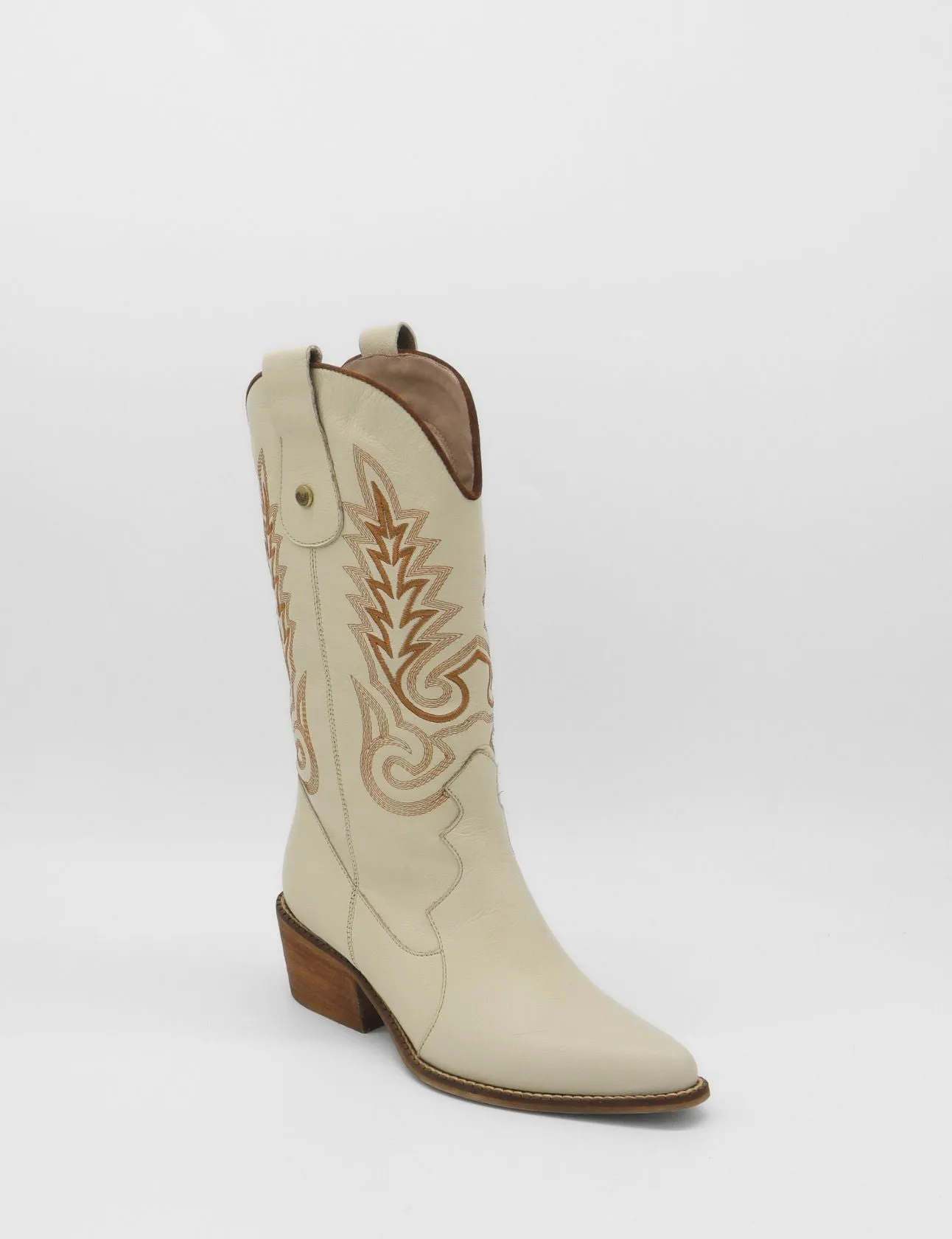 Loyal western cowboy boots in ivory leather women's shoes Allen Boots Austin Tx
