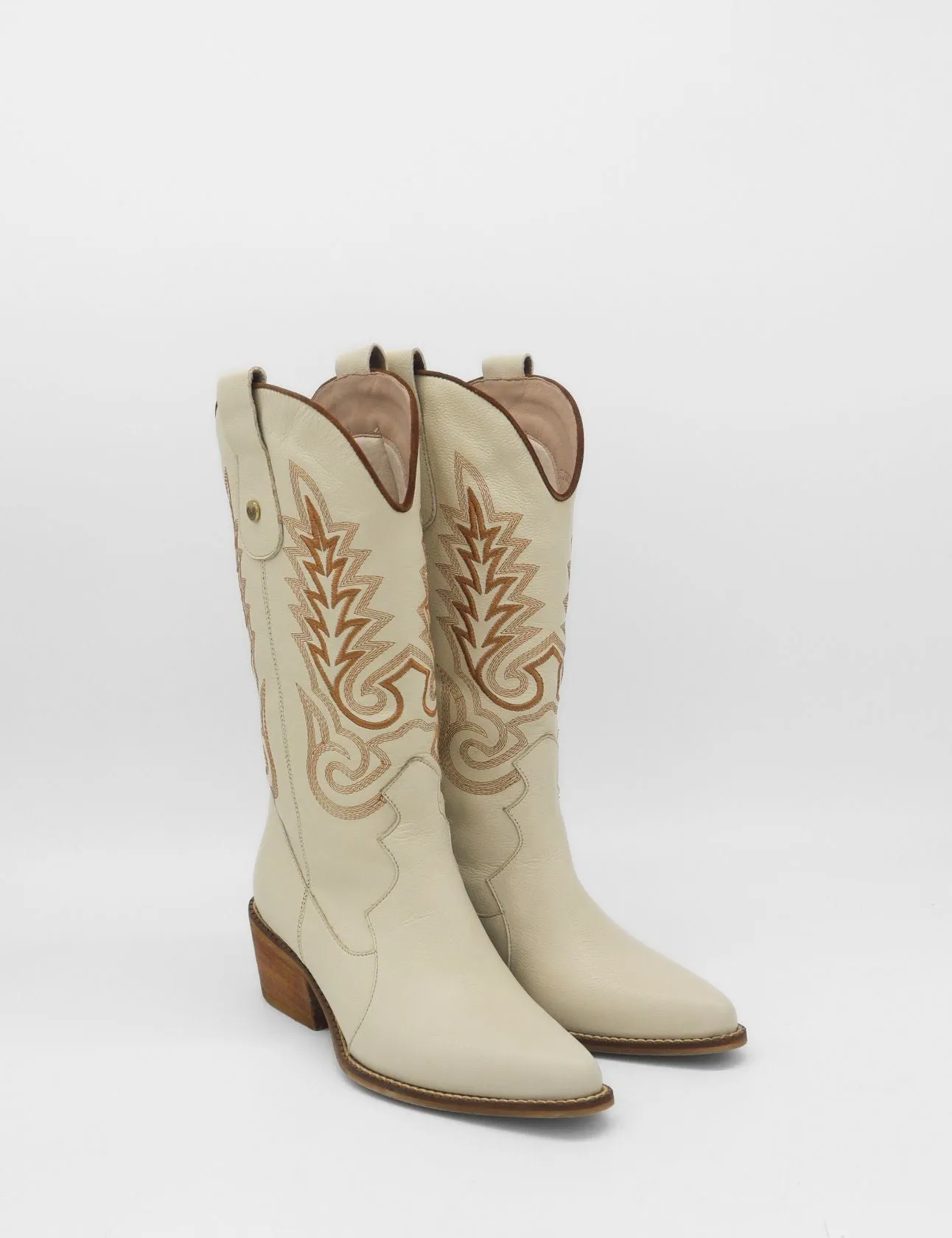 Loyal western cowboy boots in ivory leather women's shoes Oxford Boots
