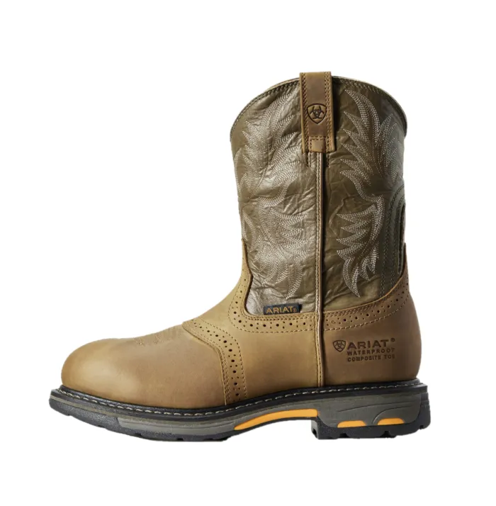 Ariat Men's WorkHog Pull-On H2O Boots Aged Bark 10008635 New Timberland Boots