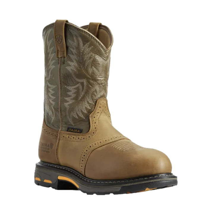 Knee Boots Sale Ariat Men's WorkHog Pull-On H2O Boots Aged Bark 10008635