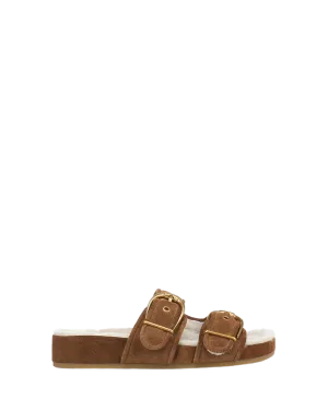 Slingback Shoes Flats Prue Shearling Buckle Sandal