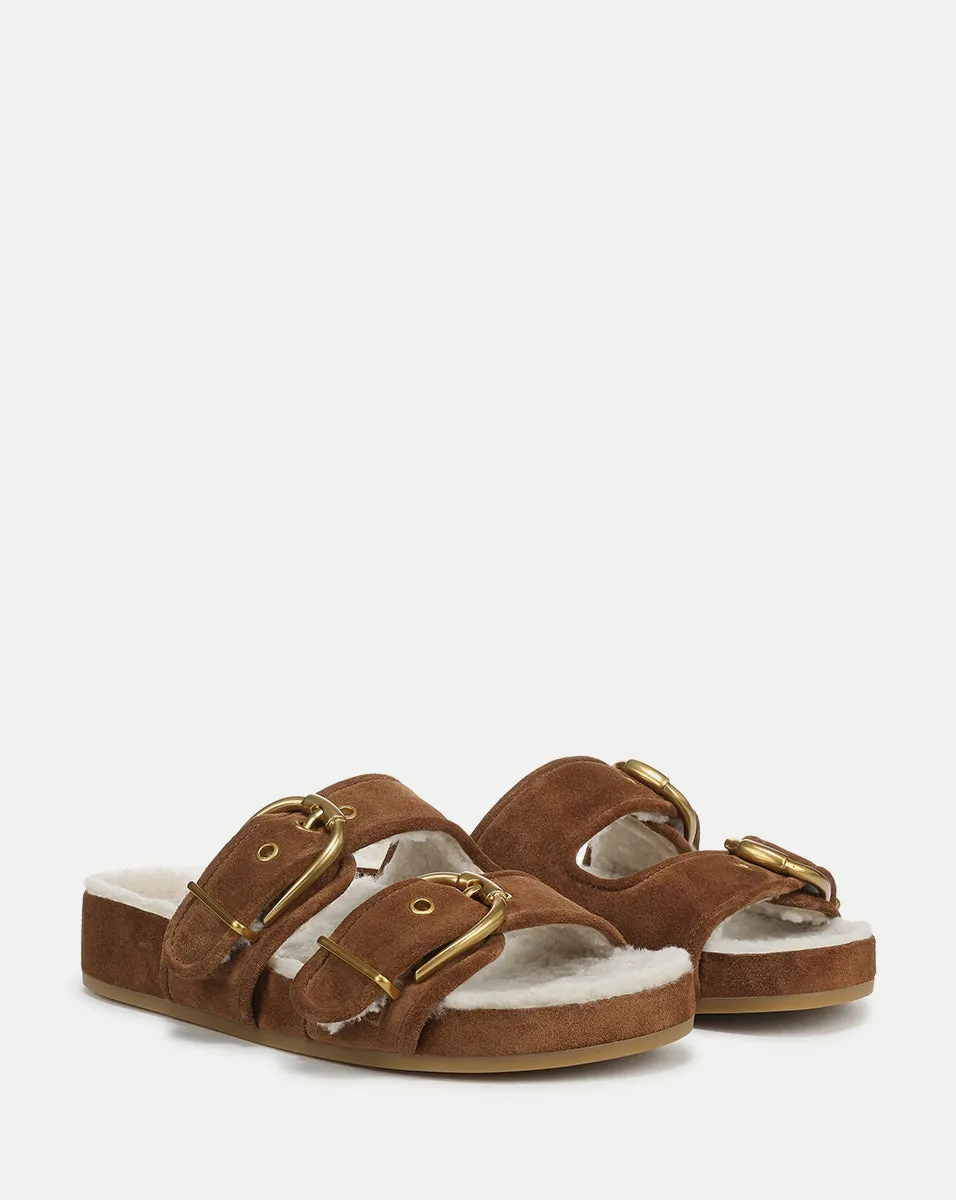 Prue Shearling Buckle Sandal Best Walking Shoes For Flat Footed