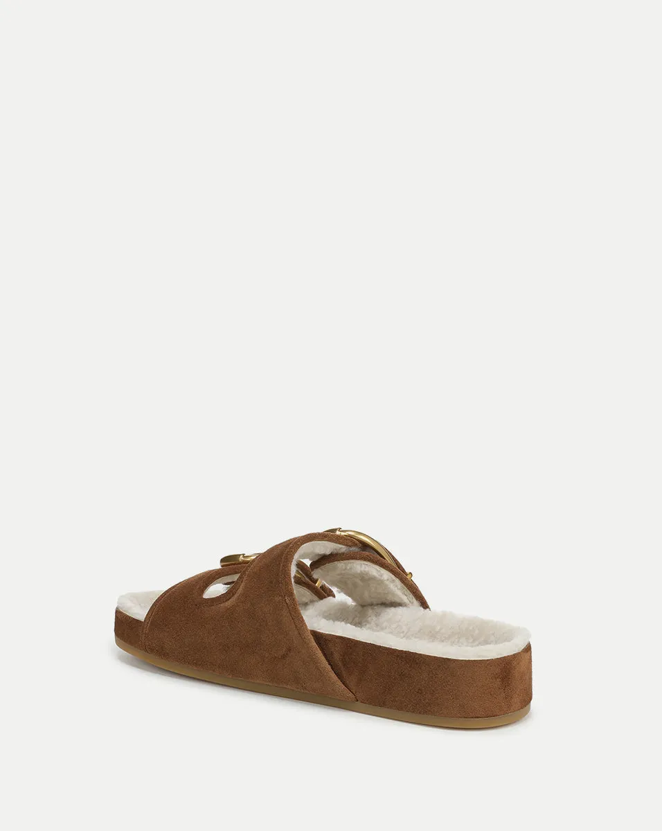 Prue Shearling Buckle Sandal Shoe Support For Flat Feet