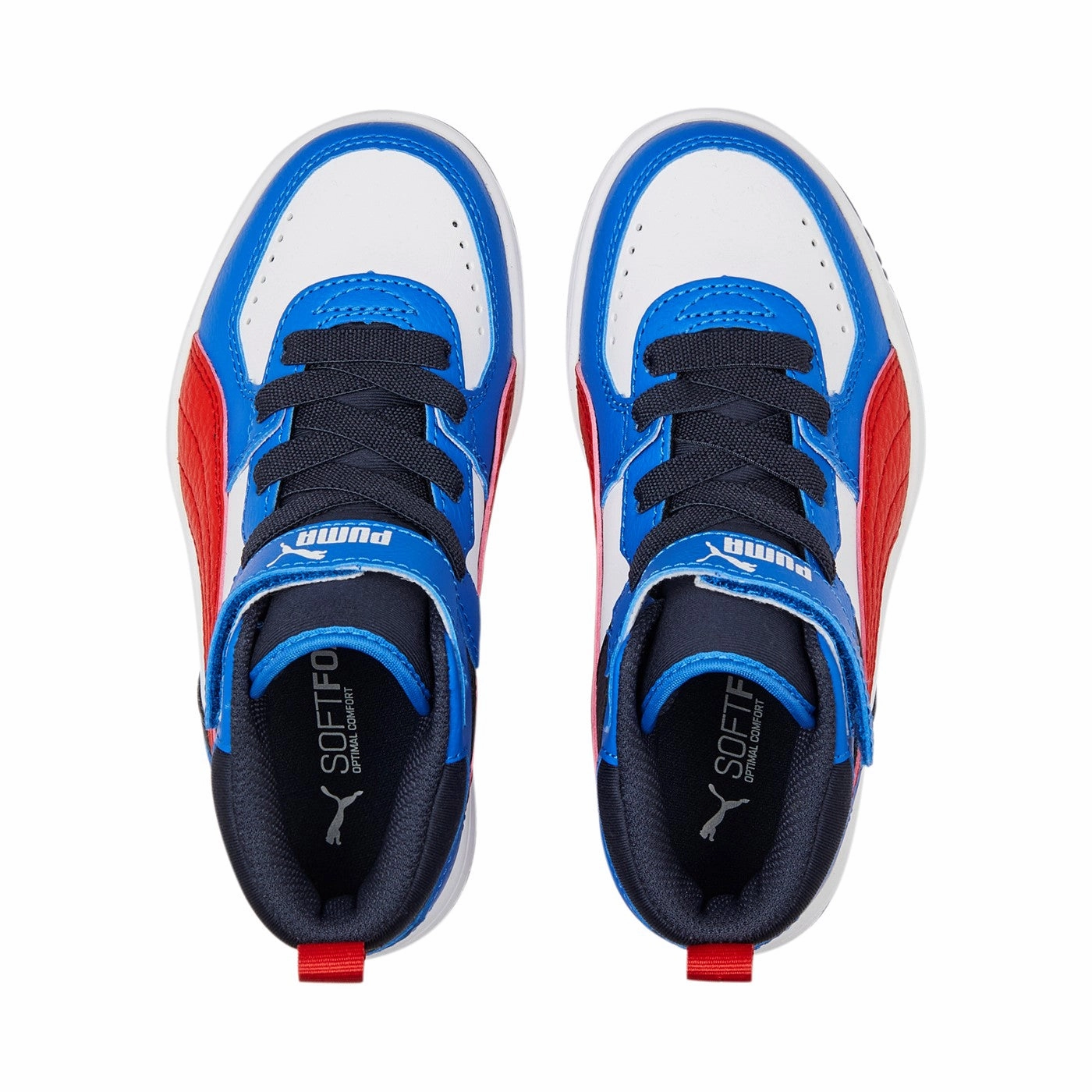 Puma sneakers alta da bambino Rebound JOY 388448 04 bianco rosso blu Casual Leather Sneakers
