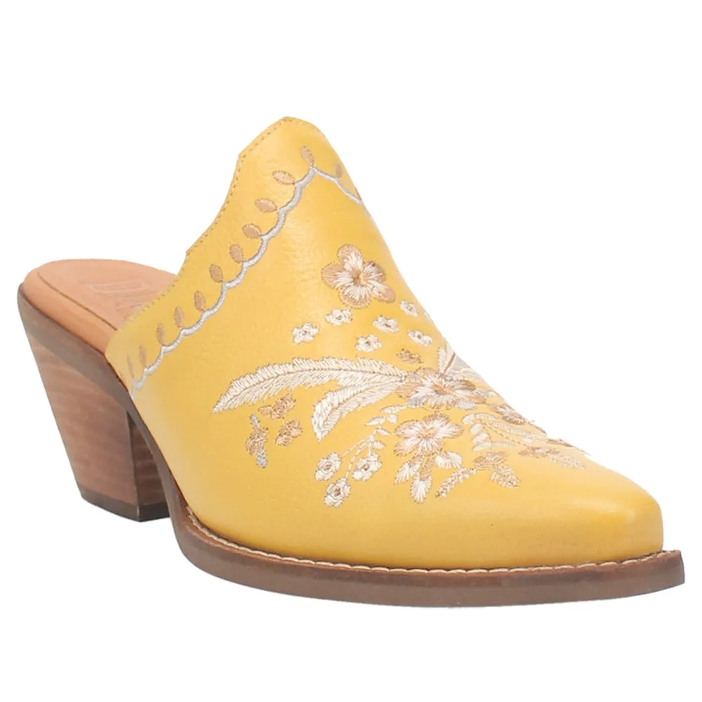 Wildflower Floral Embroidered Round Toe Mule Booties Merc Boots