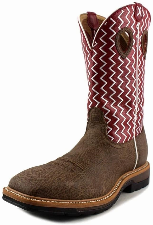 Twisted X Men's 12-Inch Lite Western Work Boot - Casual Full-Grain Leather Work Boots with Twisted X Molded Footbed for Extra Comfort - Moisture-Wicking Hard Construction Western Boots Fold Over Wedge Boots