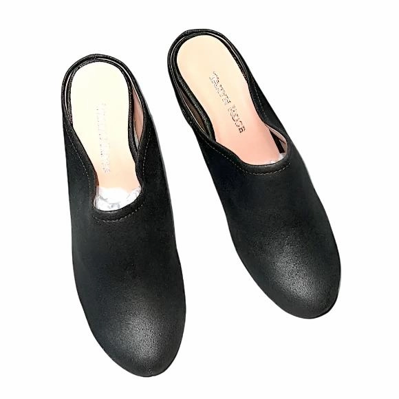 Womens Taryn Rose Boston Covered Wedge Mule, 6M Dark Pewter Leather Mustard Suede Ankle Boots