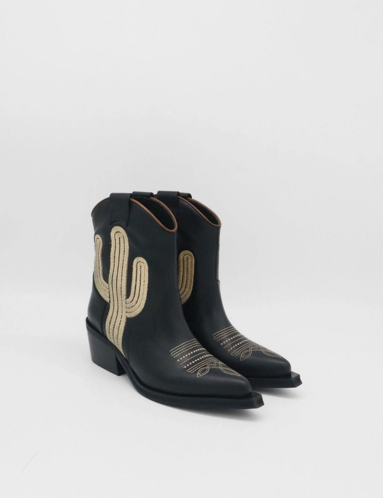 Ankle Boots With Penny Strap Oasis western cowboy boots in black leather women's shoes