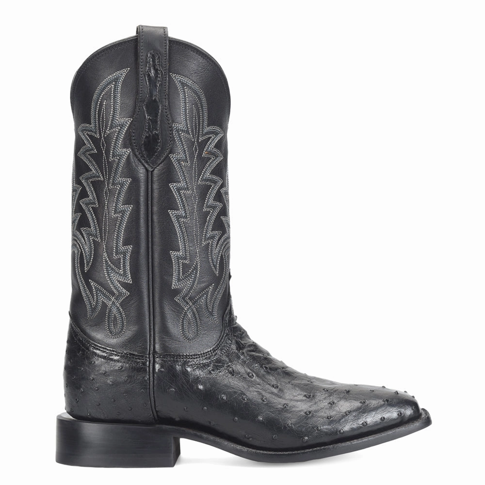 Rancher 12 Inch Full Quill Ostrich Square Toe Cowboy Boots Formal Dress Boots