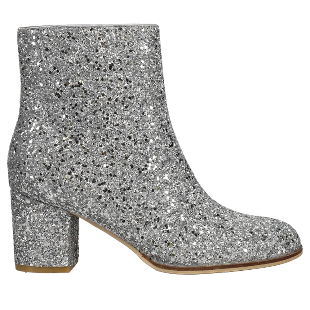 Razzle Dazzle Glitter Round Toe Zippered Booties Big Rig Boots