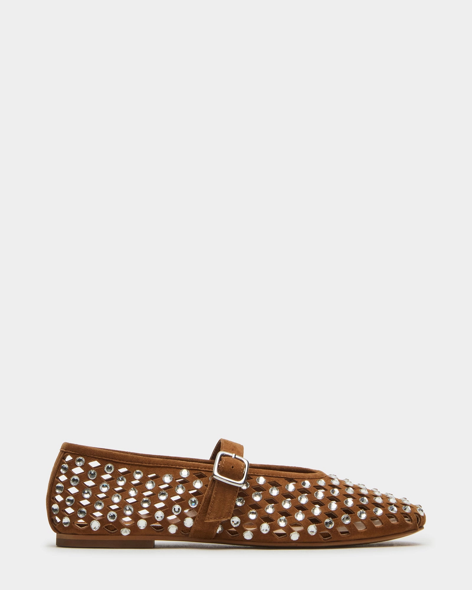 DREAMING CHESTNUT SUEDE RHINESTONES Slip On Leather Loafers