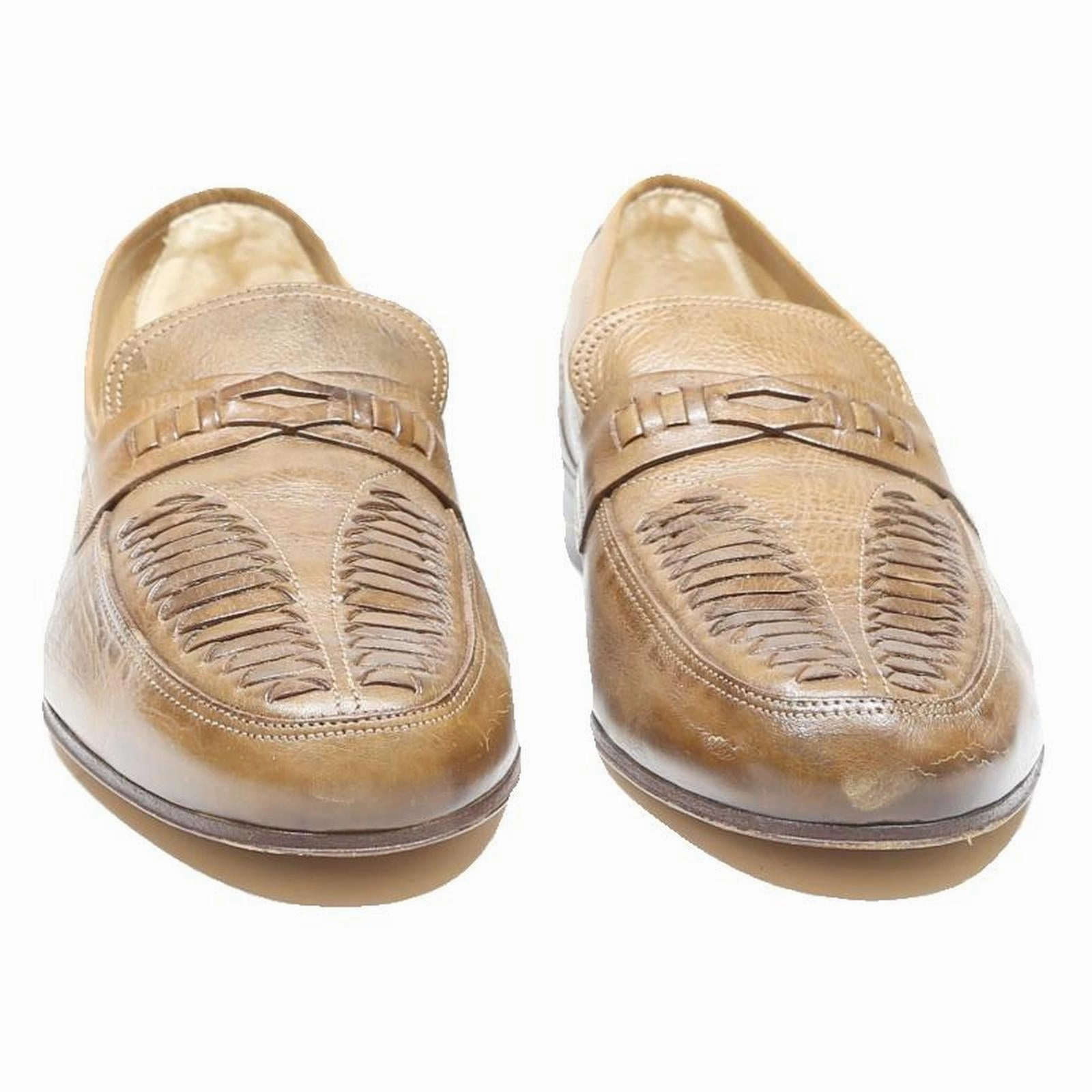 Womens Loafers ALATE Mens Leather Tan Loafers UK 9 Classic Formal Slip-On Dress Shoes