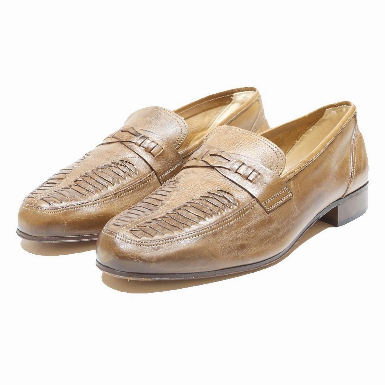 Loafers Vince Camuto ALATE Mens Leather Tan Loafers UK 9 Classic Formal Slip-On Dress Shoes