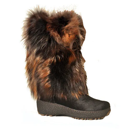 Thigh High Boots Chunky Heel Regina Imports | Gigi | Fox Fur Boots | Women's