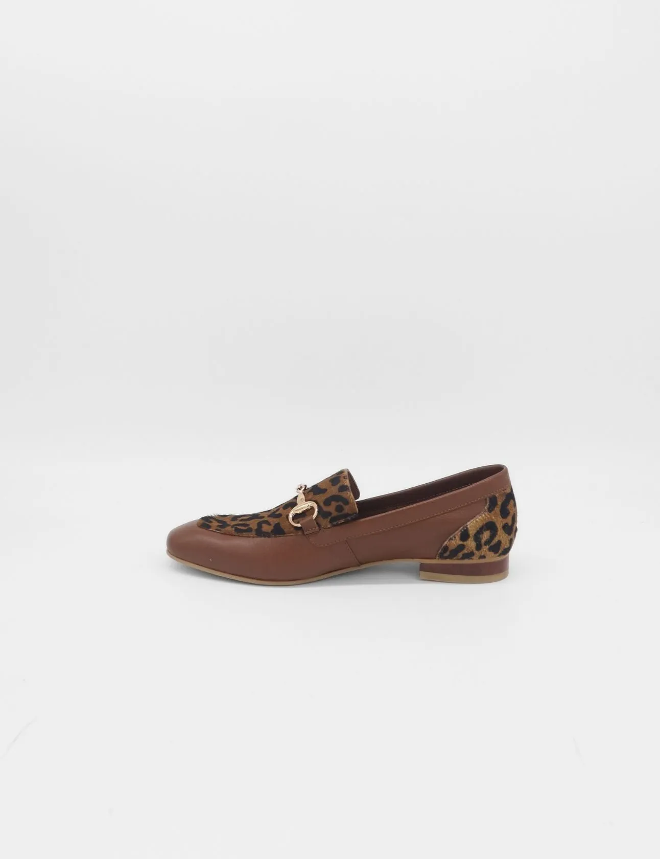 Natural loafers in brown leopard print cowhide leather womens shoes Loafers H&m