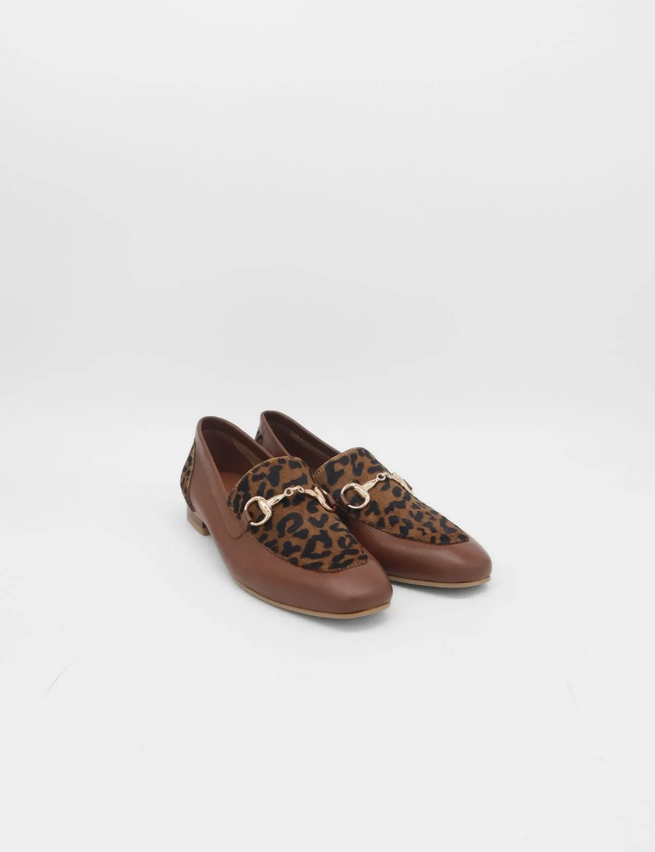 Bottega Loafers Natural loafers in brown leopard print cowhide leather womens shoes