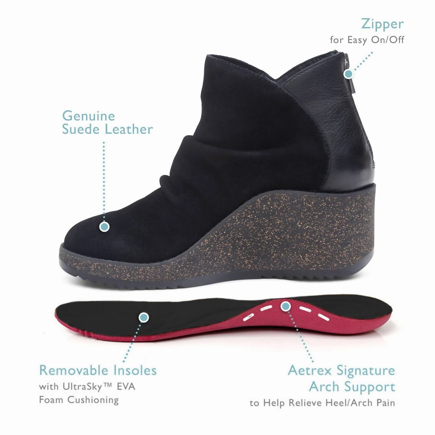 Fringe Moccasin Boots Women's Kara Suede Wedge Heel In Black