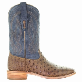 Ostrich Embroidered Square Toe Cowboy Boots Lightweight Rain Boots
