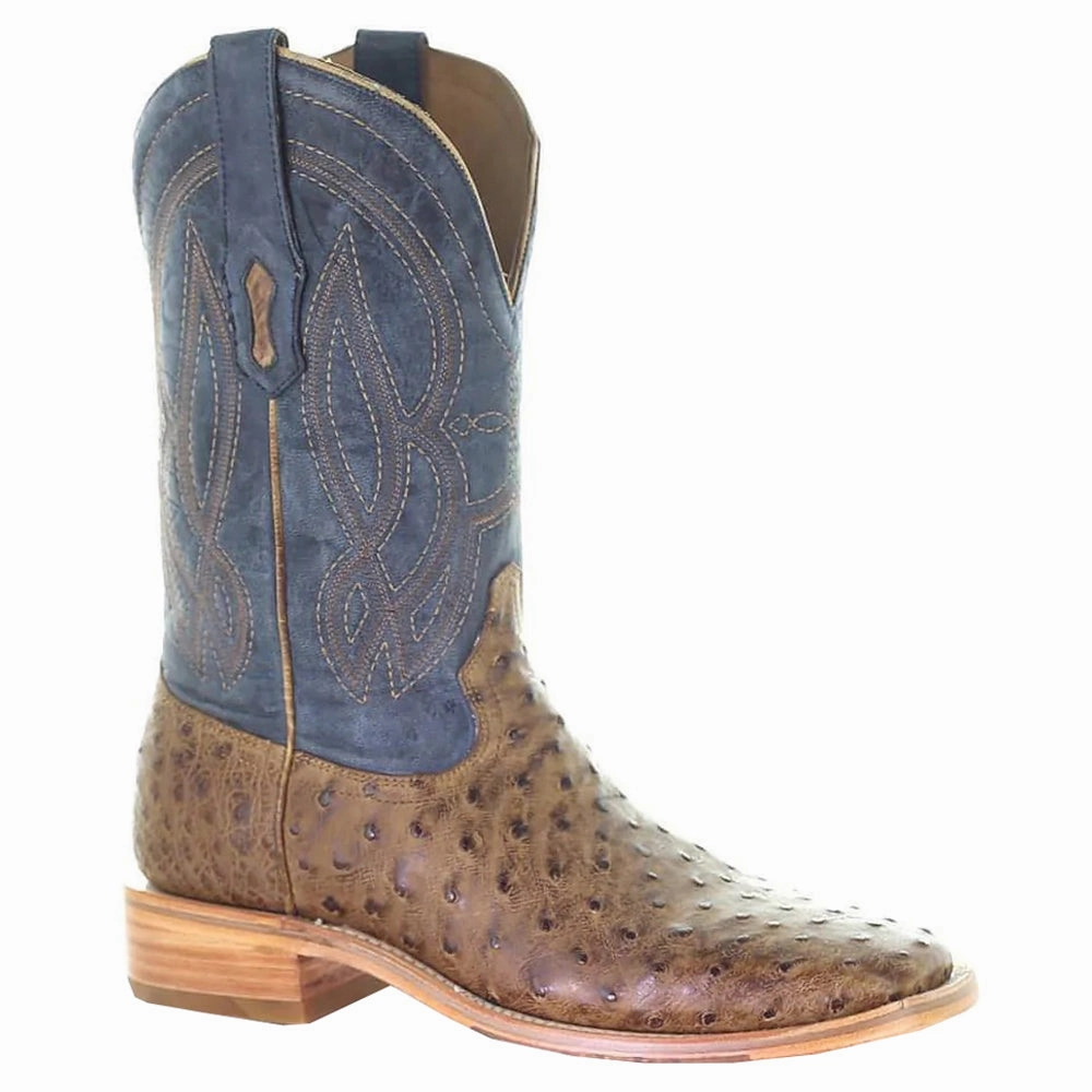 Ostrich Embroidered Square Toe Cowboy Boots Mule Boots