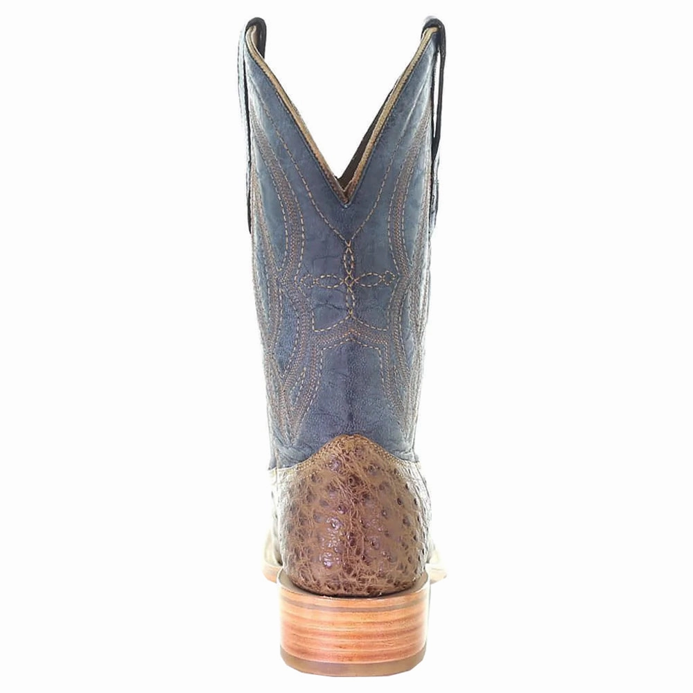 Ostrich Embroidered Square Toe Cowboy Boots Rain Boots Mid Calf