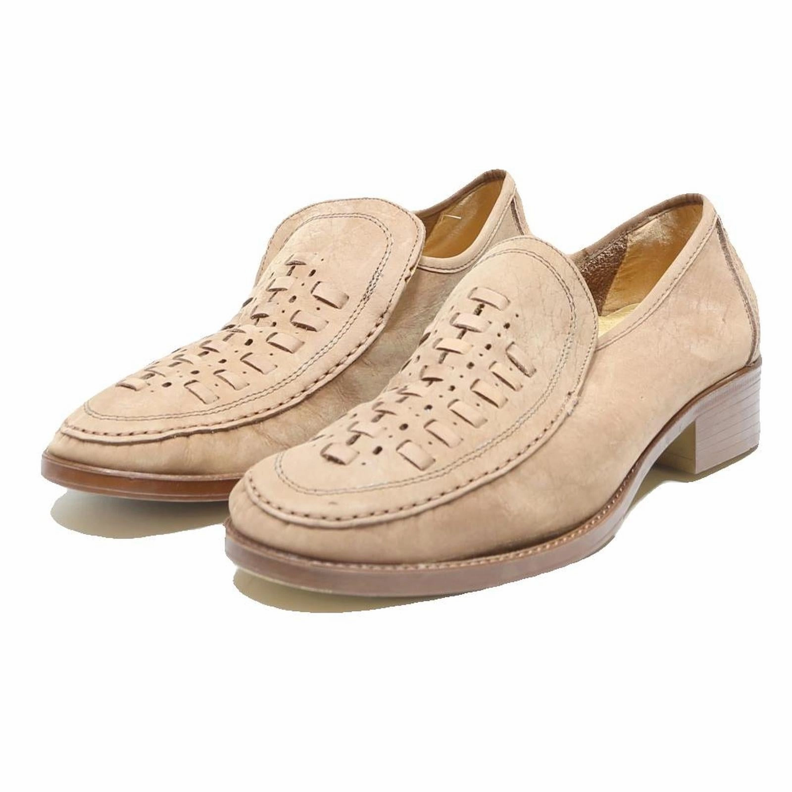 FCF Mens Leather Beige Loafers UK 8 Stylish Comfortable Dress Shoes Loafers Trousers