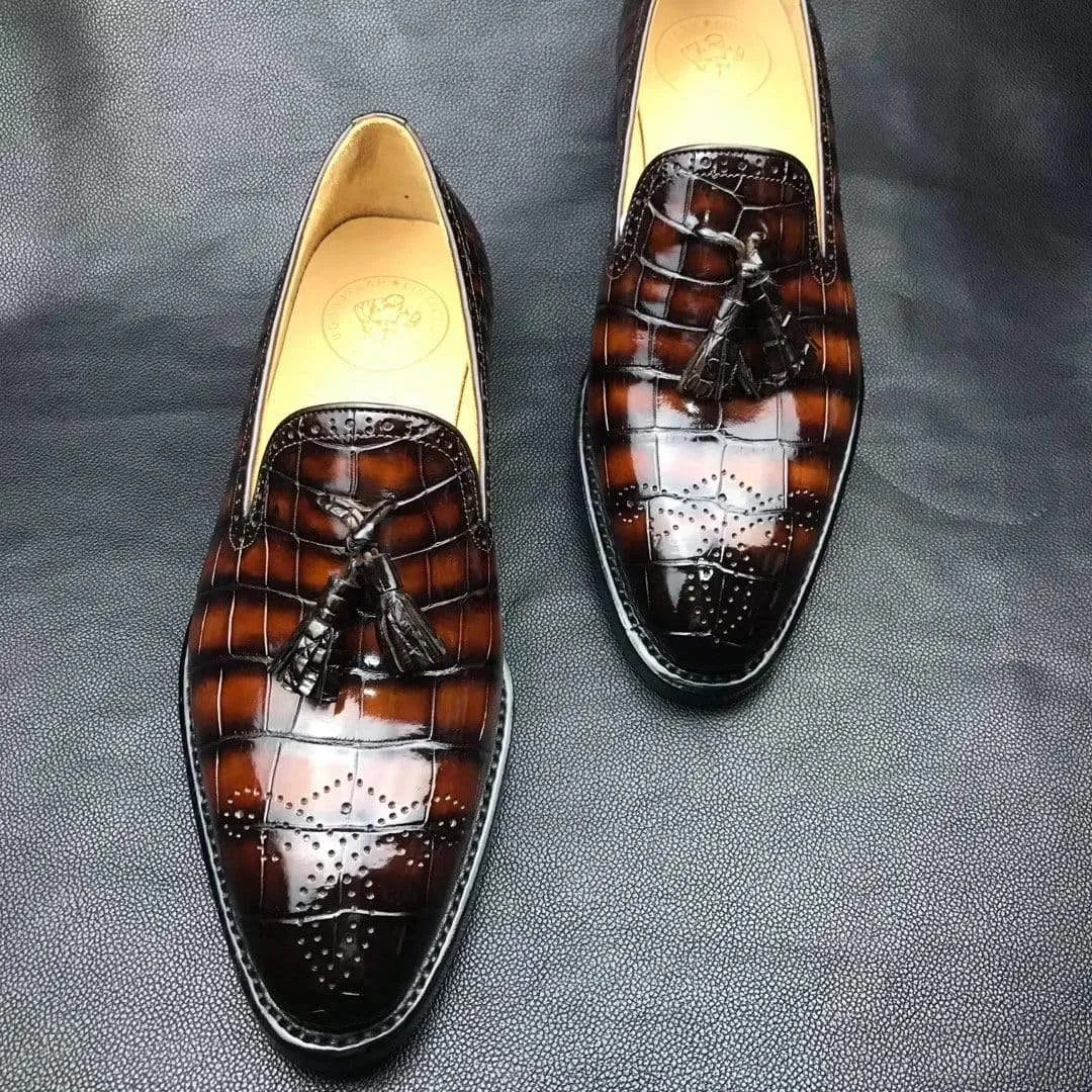 Crocodile Shoes Genuine Crocodile Leather Penny Casual  Tassel Loafers Brogue Shoes Shoe Trees For Loafers