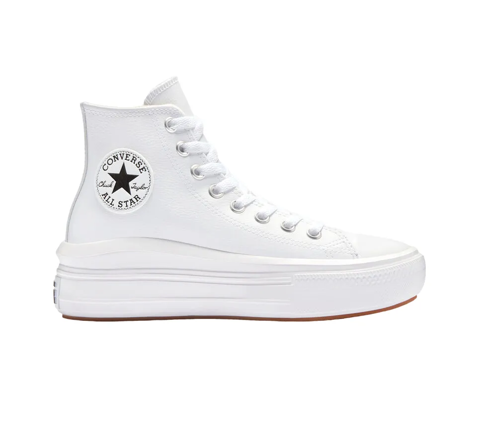 Fall Sneakers Converse scarpa sneakers alta da donna in pelle con zeppa Chuck Taylor Star Move A04295C bianco