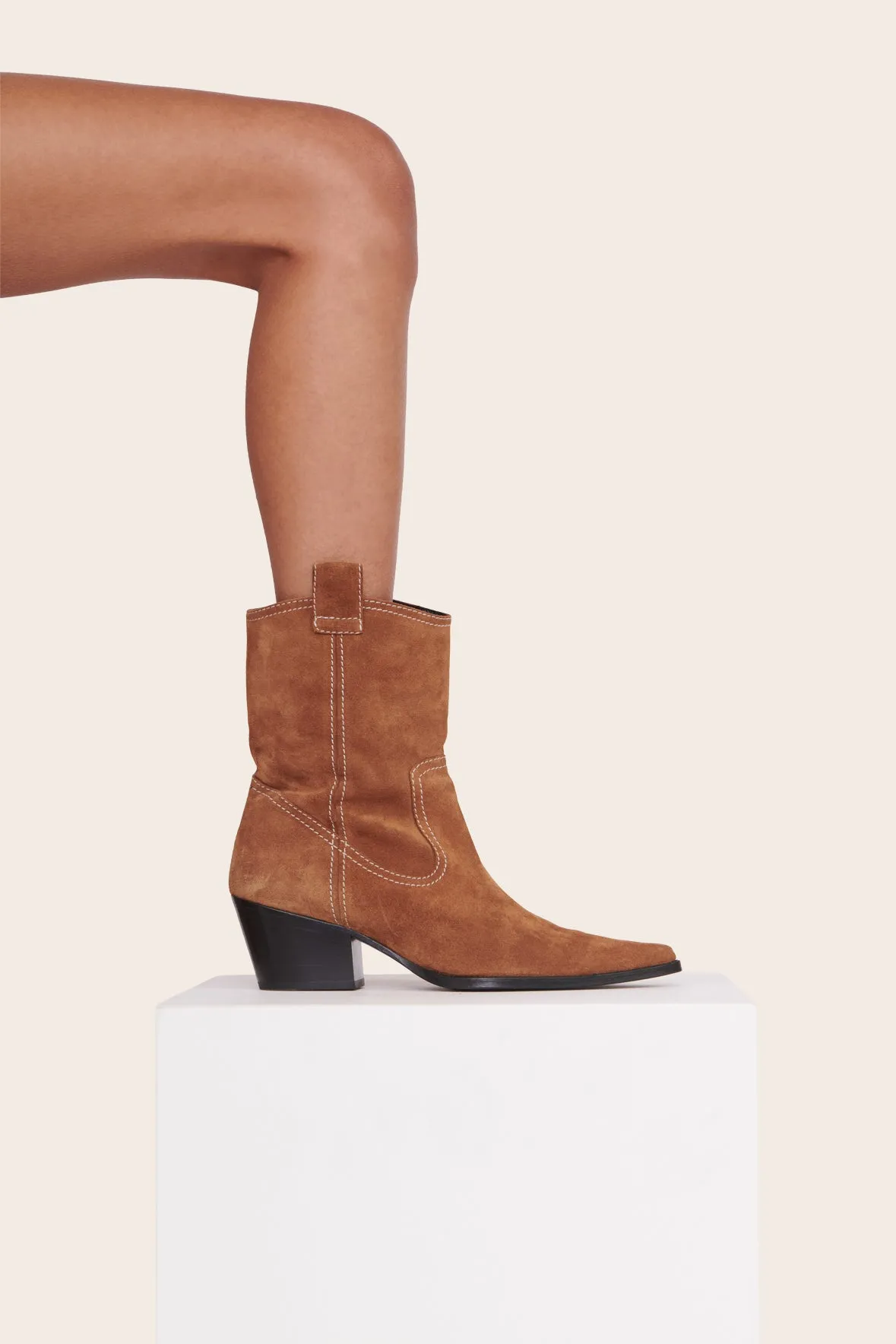 White Above The Knee Boots JUNE BOOT | TAN SUEDE