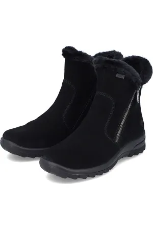 Lineman Boots Rieker Ladies Boots L7162-00 waterproof in black suede