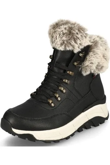 Rieker Ladies Boots W0063-00 Black Best Waterproof Spray For Boots